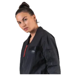 Adriana Lima Long Bomber Jacket Black