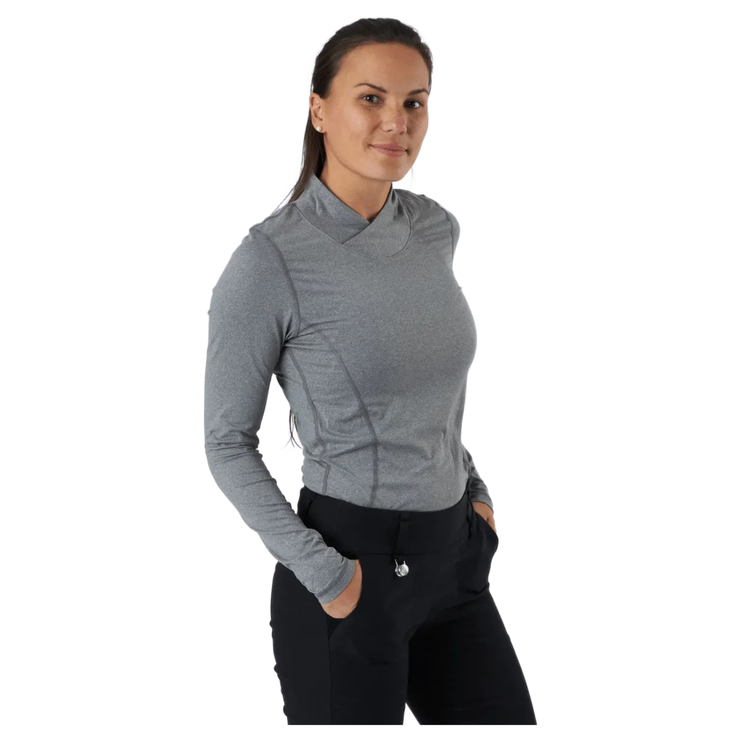 Agnes Ls Mock Neck Granite