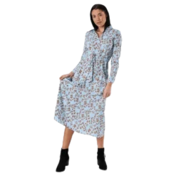 Alma Poly L/S Shirt Dress Aop Blue