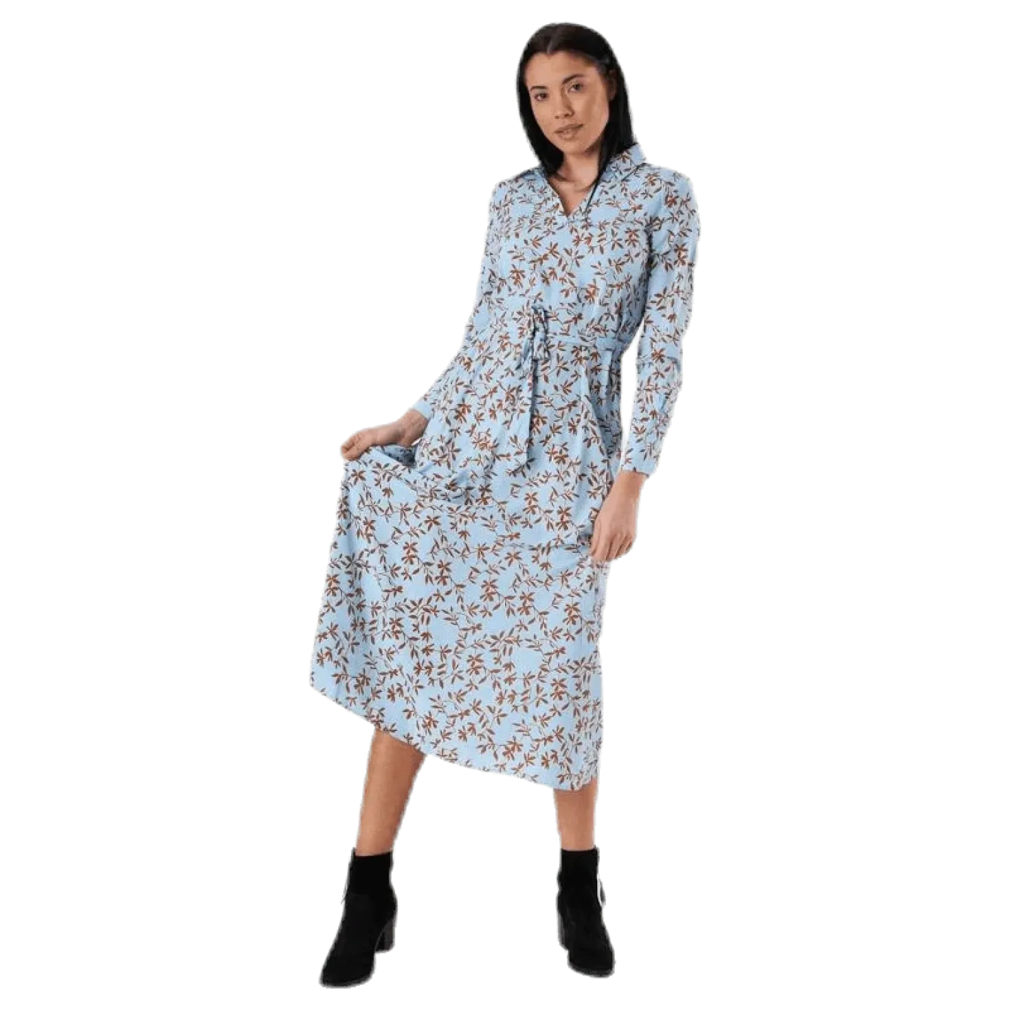 Alma Poly L/S Shirt Dress Aop Blue