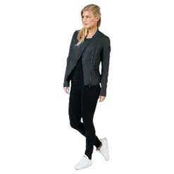 Ava Faux Leather Biker Otw Black