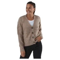 Bibi Ls Knit Cardigan Beige