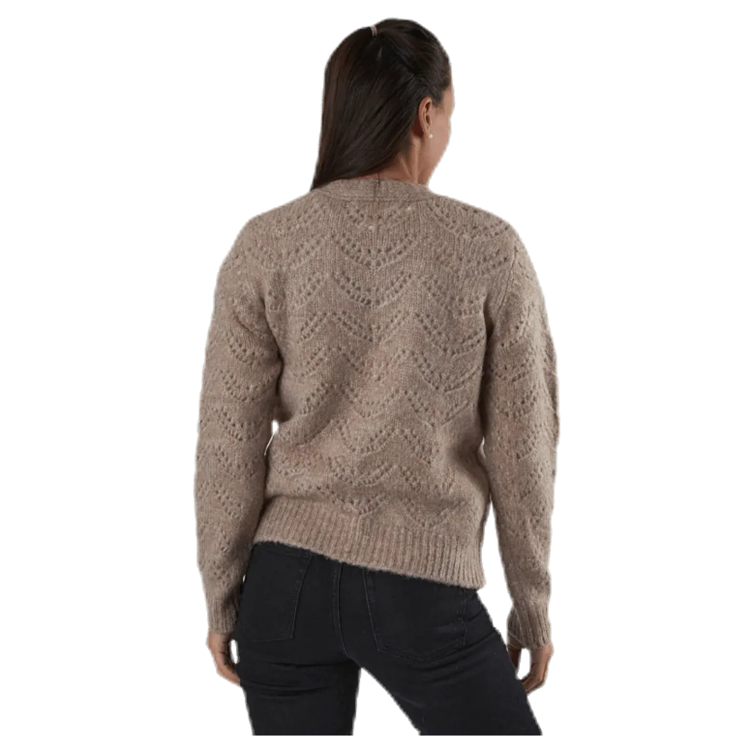 Bibi Ls Knit Cardigan Beige
