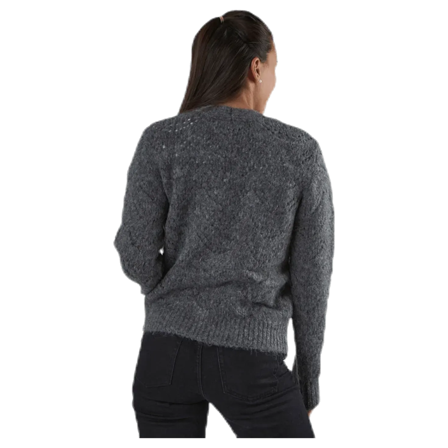 Bibi Ls Knit Cardigan Grey