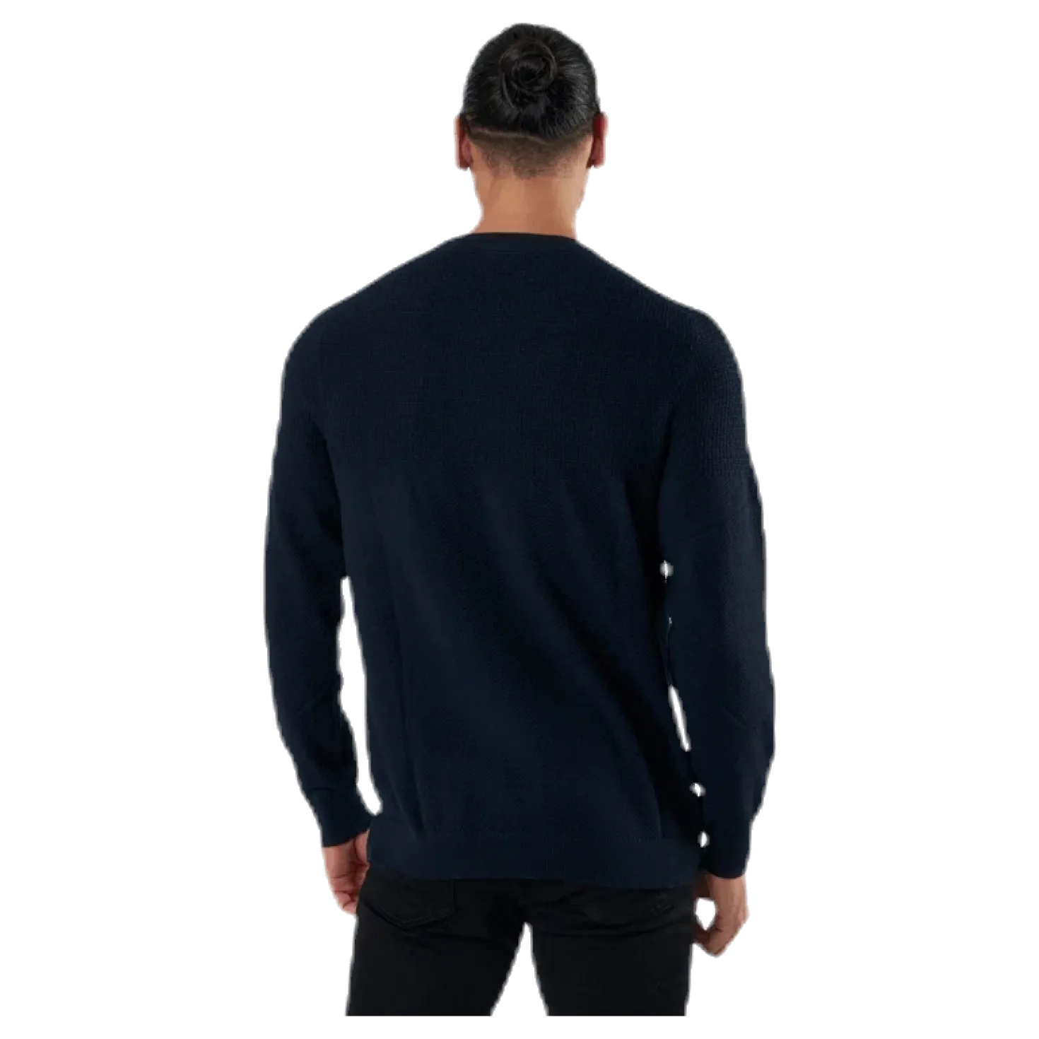 Blacamp Knit Structure Crew Neck Blue