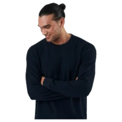 Blacamp Knit Structure Crew Neck Blue