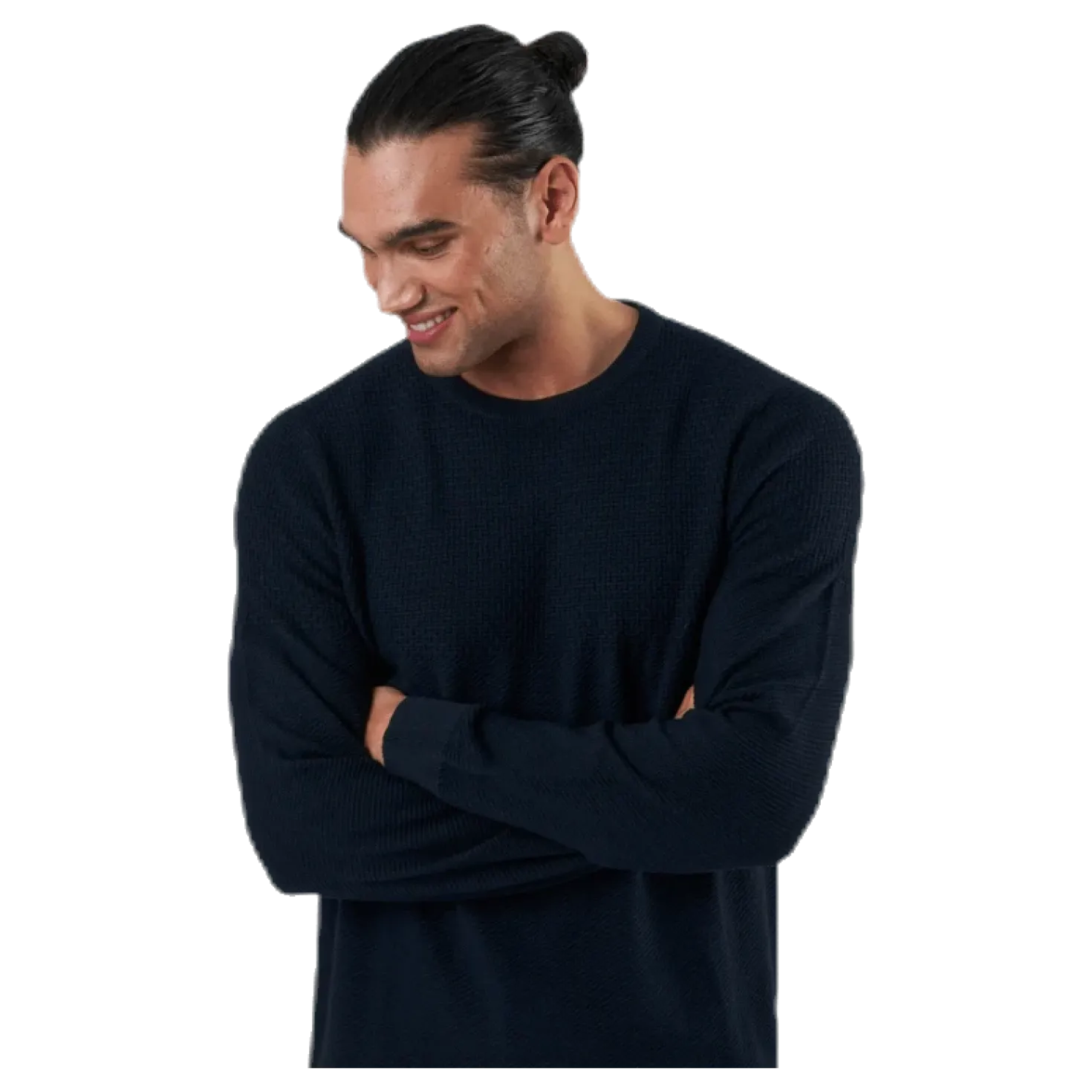 Blacamp Knit Structure Crew Neck Blue