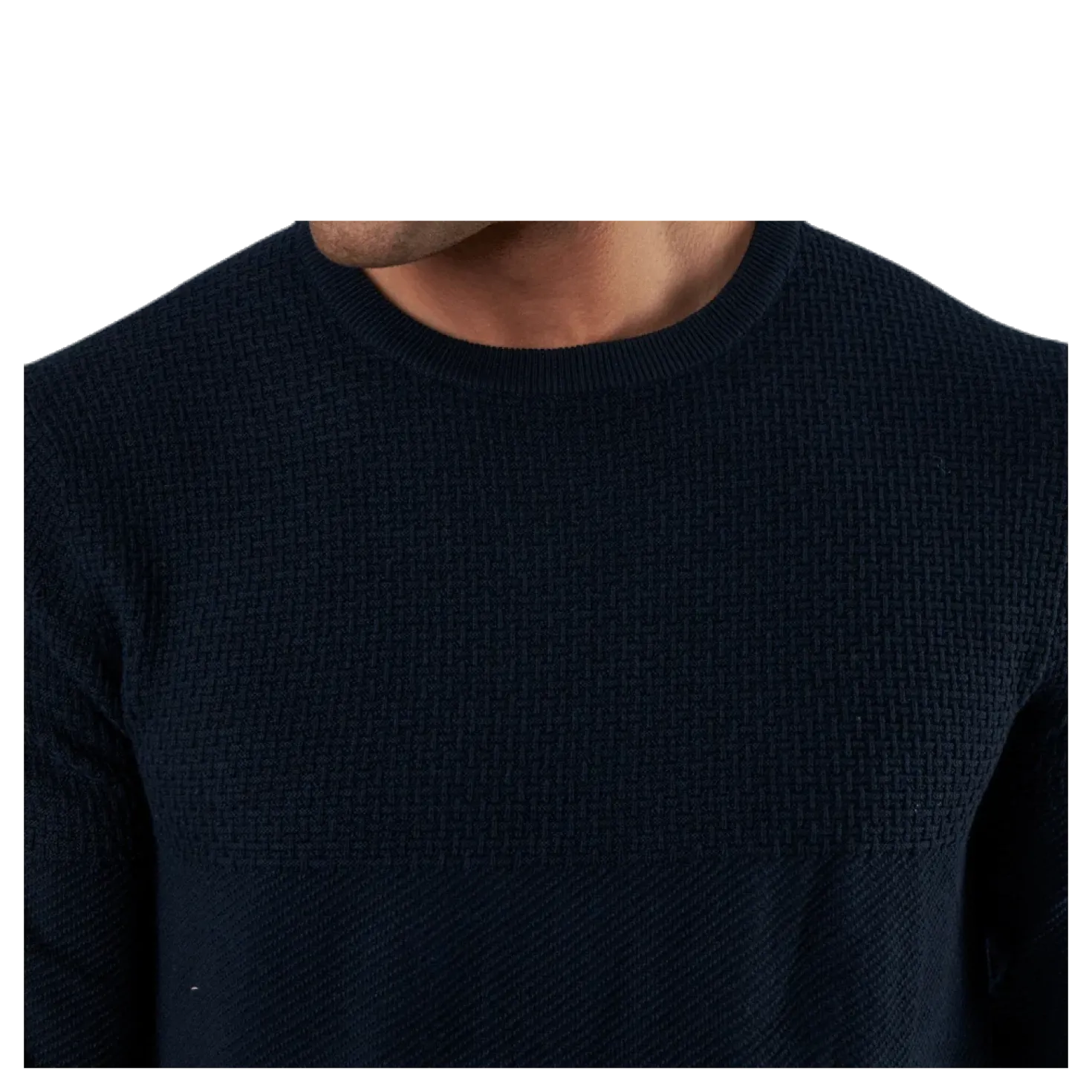 Blacamp Knit Structure Crew Neck Blue