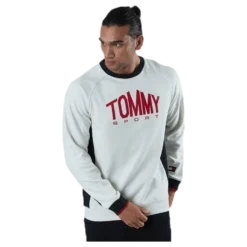 Blocked Fleece Logo Crew White