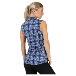 Blossom Sleeveless Polo Blue/Patterned