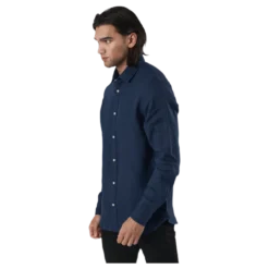 Bluplain Linen Shirt L/s Blå