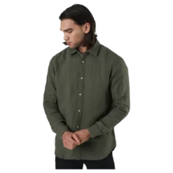 Bluplain Linen Shirt L/s Svart