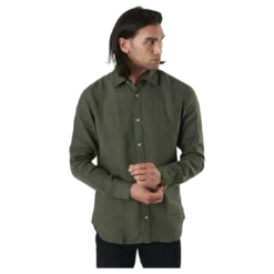 Bluplain Linen Shirt L/s Svart