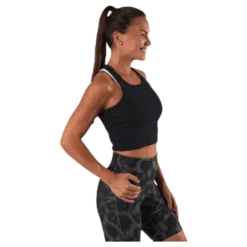 Bold Rib Crop Tank Black