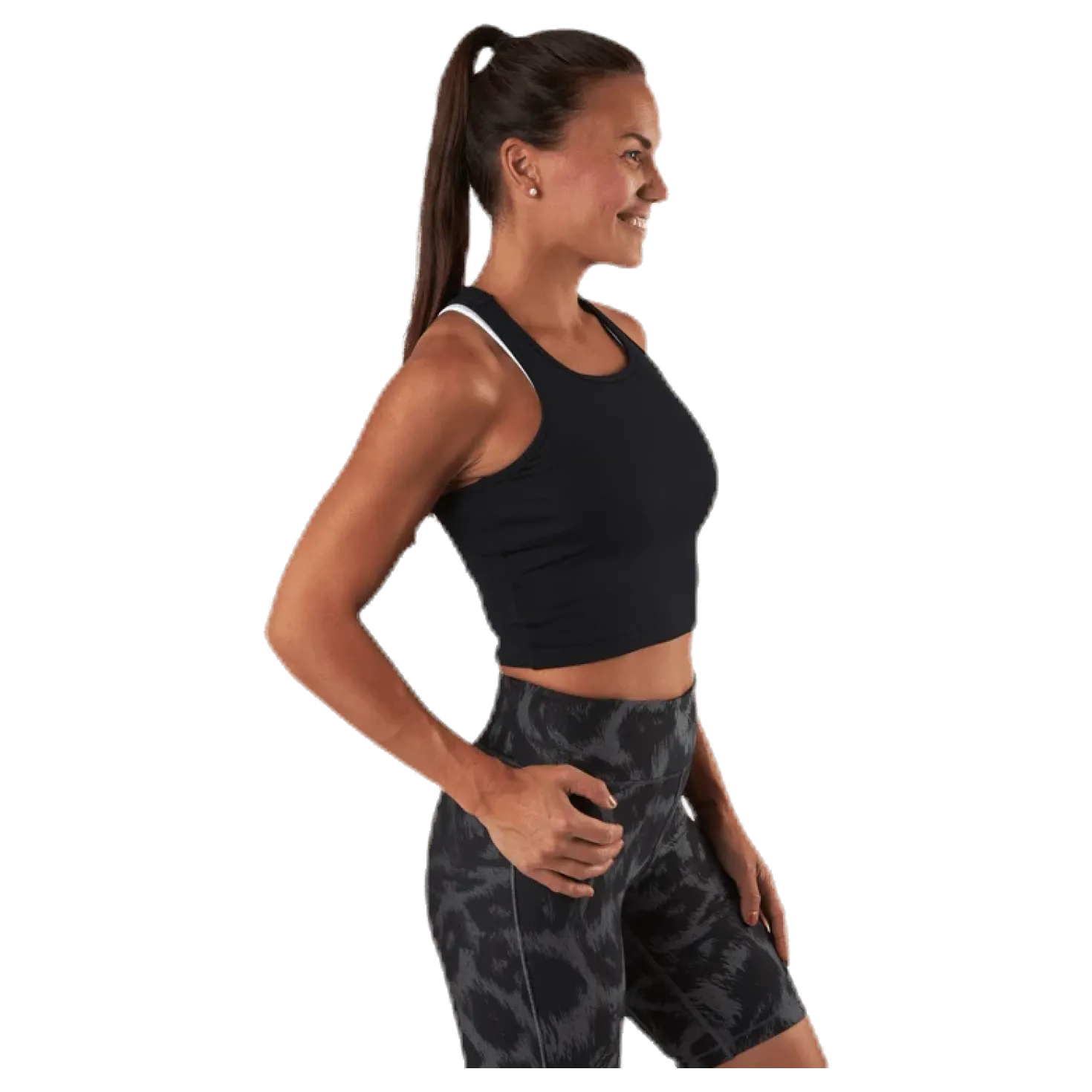 Bold Rib Crop Tank Black