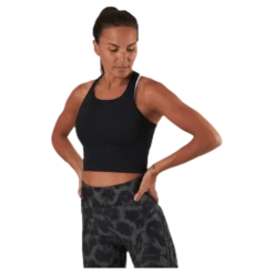 Bold Rib Crop Tank Black