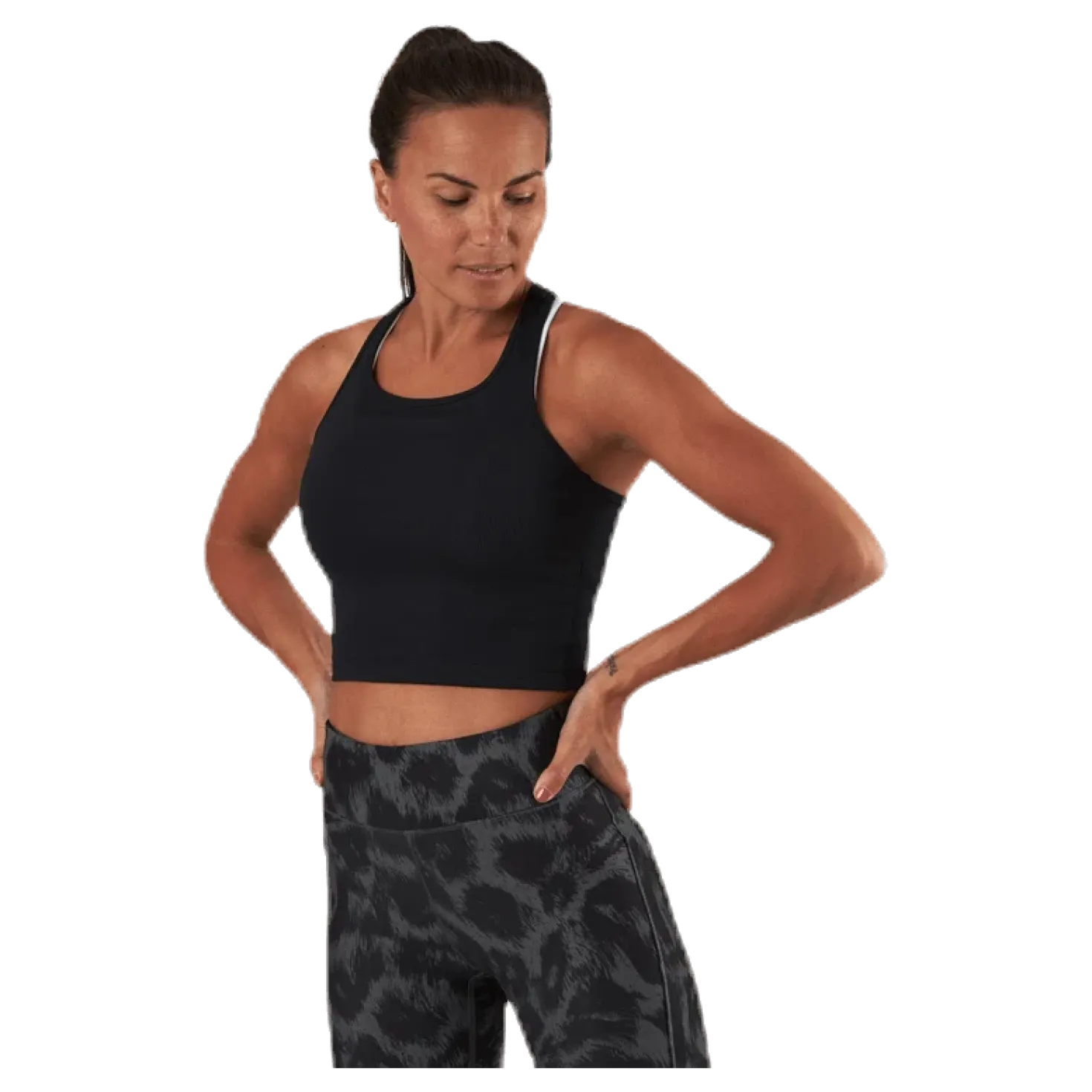 Bold Rib Crop Tank Black