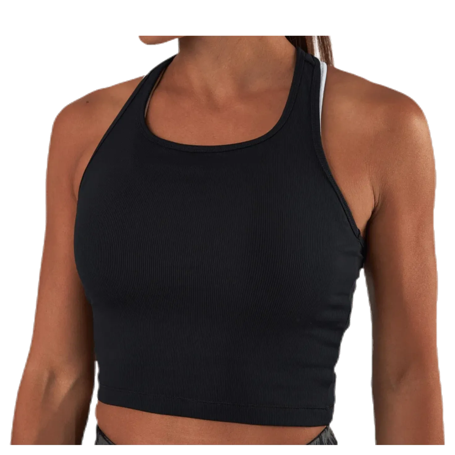 Bold Rib Crop Tank Black