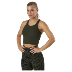Bold Rib Crop Tank Forest Green
