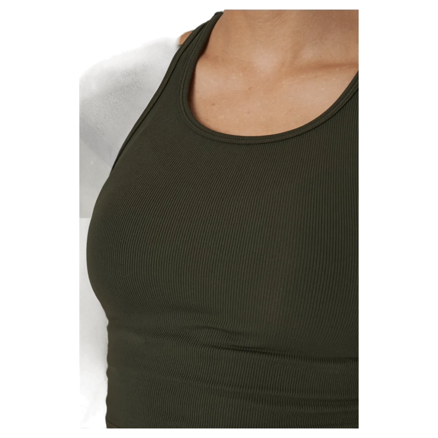 Bold Rib Crop Tank Forest Green