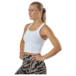 Bold Rib Crop Tank White