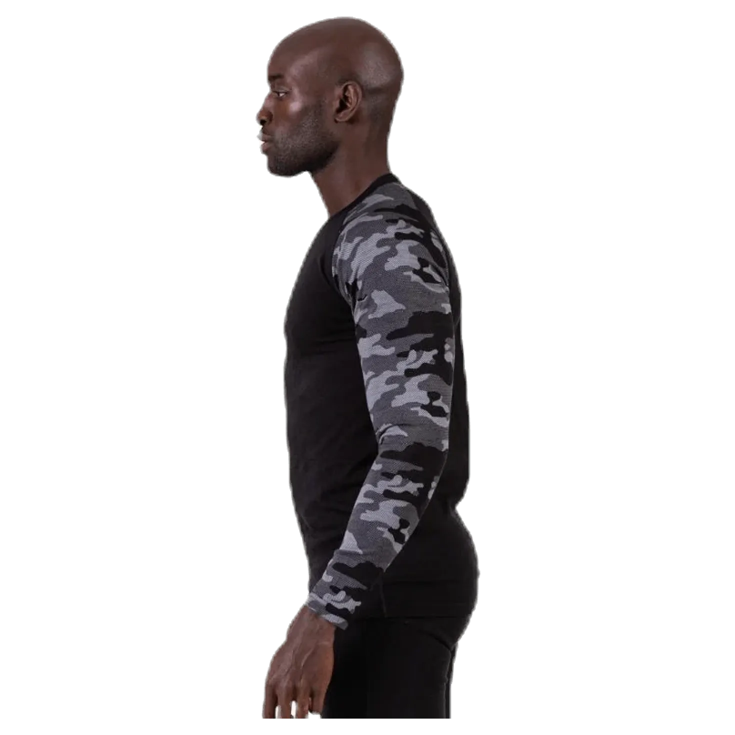 Camo Merino Wool Crew Black