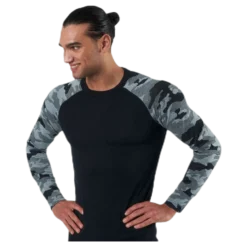 Camo Merino Wool Crew Black/Grey