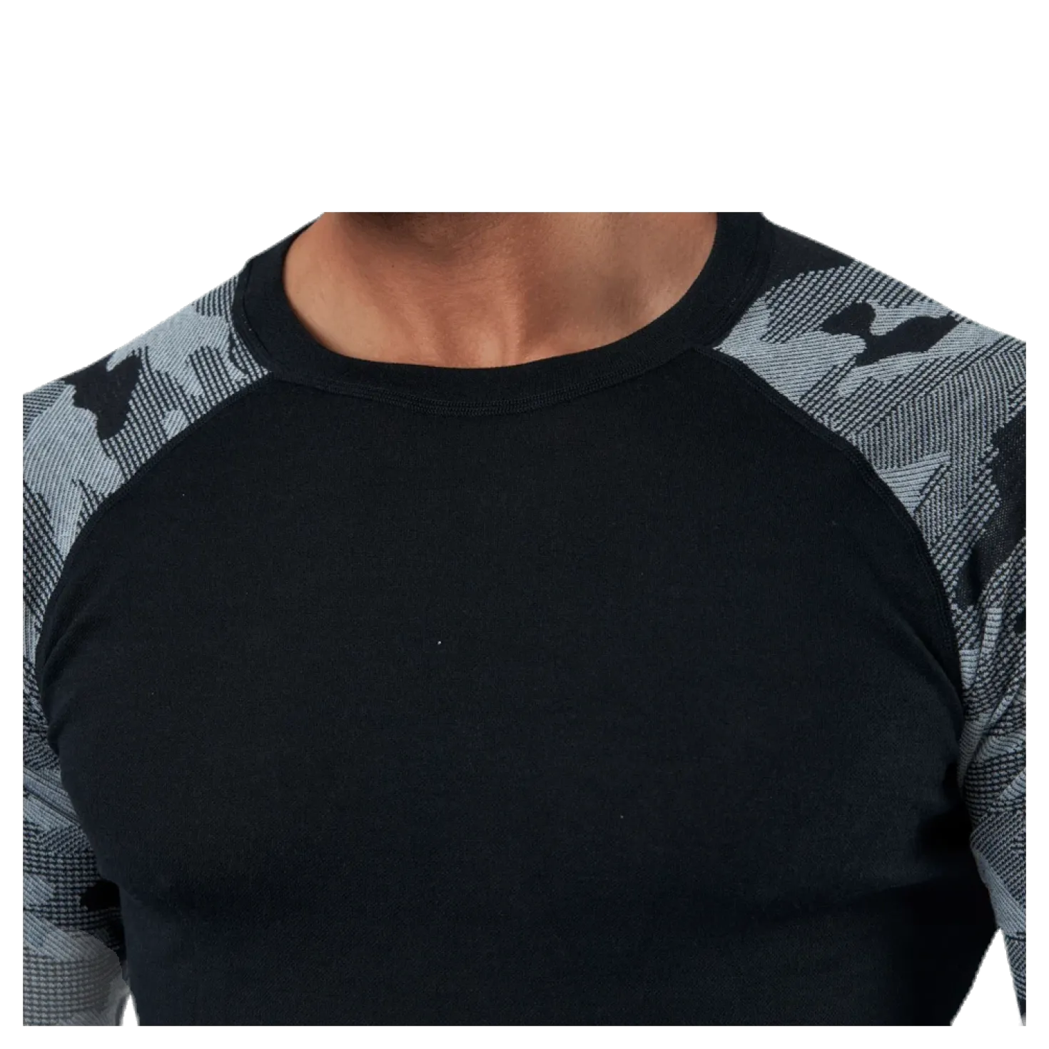 Camo Merino Wool Crew Black/Grey
