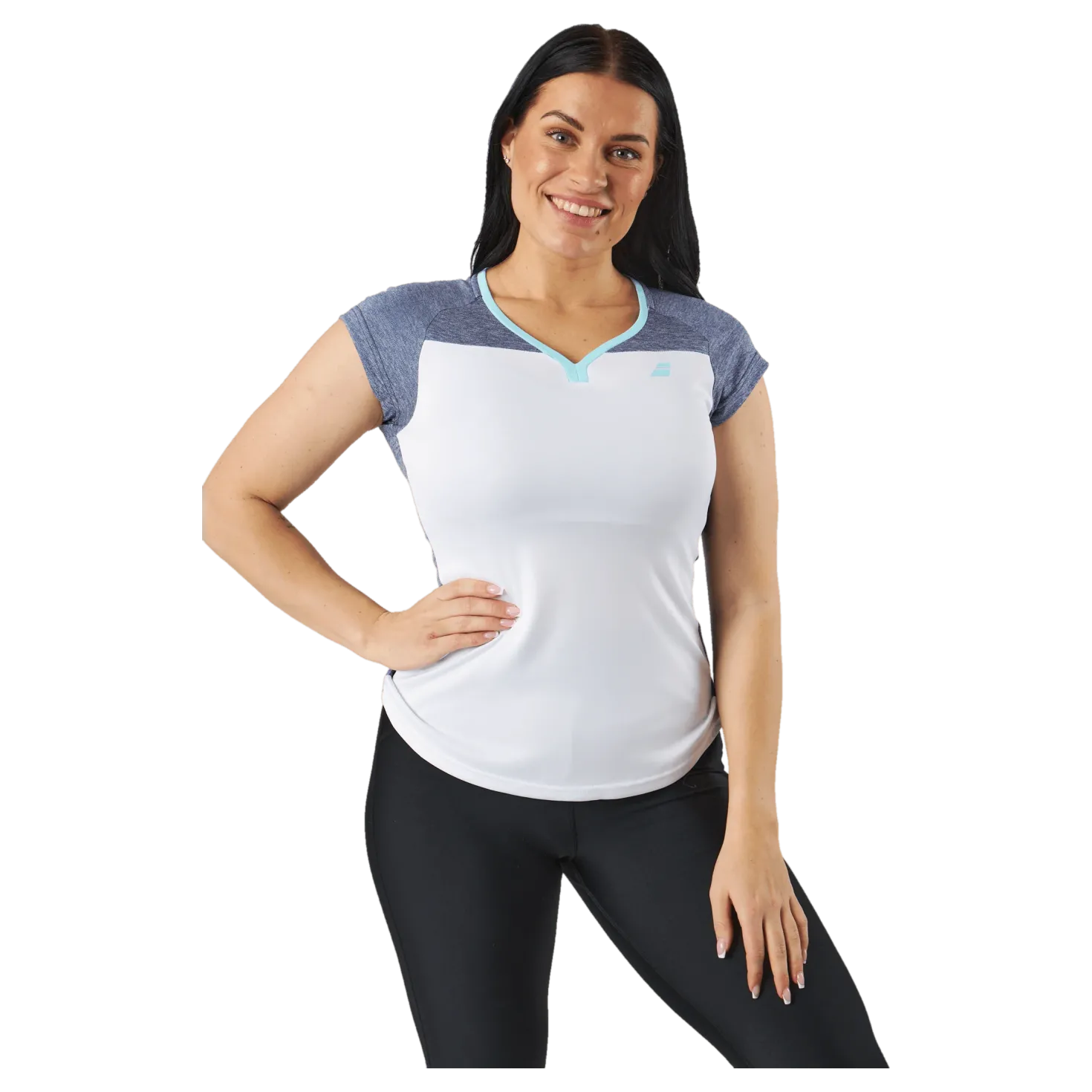 Cap Sleeve Top Play White Blue