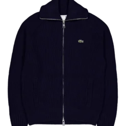 Carded Wool High Neck Zipped S Navy Blue