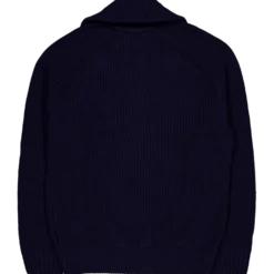 Carded Wool High Neck Zipped S Navy Blue