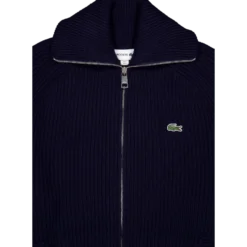 Carded Wool High Neck Zipped S Navy Blue