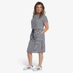 Carmen Dress Navy Stripes