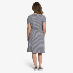 Carmen Dress Navy Stripes