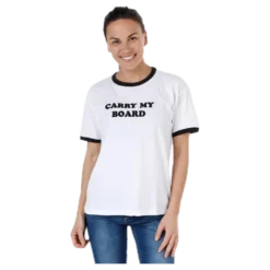 Carry My Board Ringer Tee White/Black
