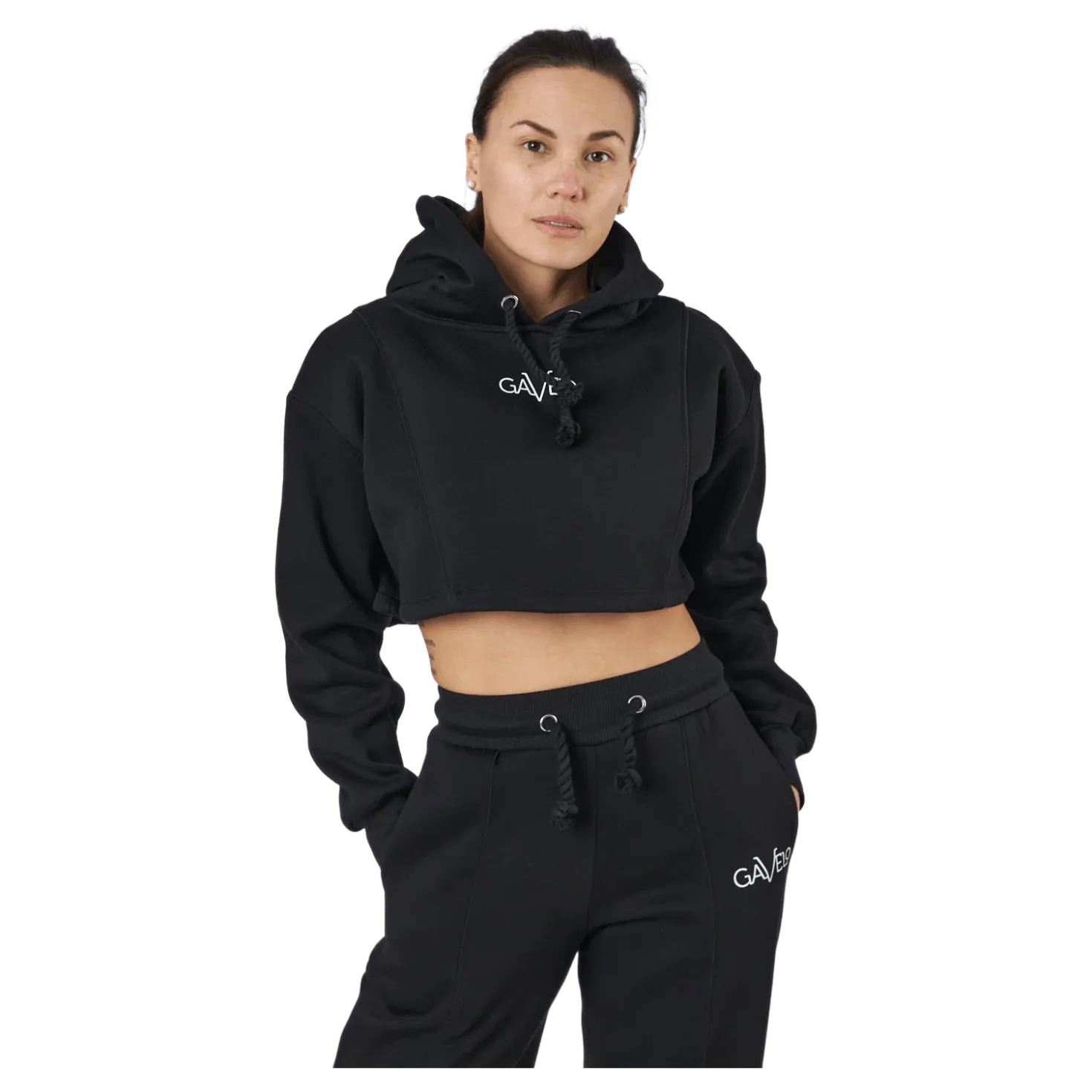 Chill Lounge Cropped Hoodie Black