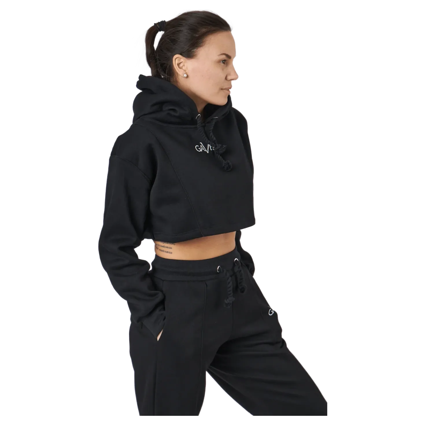 Chill Lounge Cropped Hoodie Black