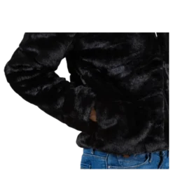 Chris Fur Hooded Jacket Otw Black