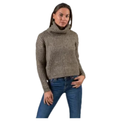 Chunky L/S Rollneck Pullover Beige