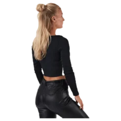 Classics Ribbed Longsleeve Cropped Top Black