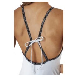 Core Logo Tape Square Neck Swimsuit White