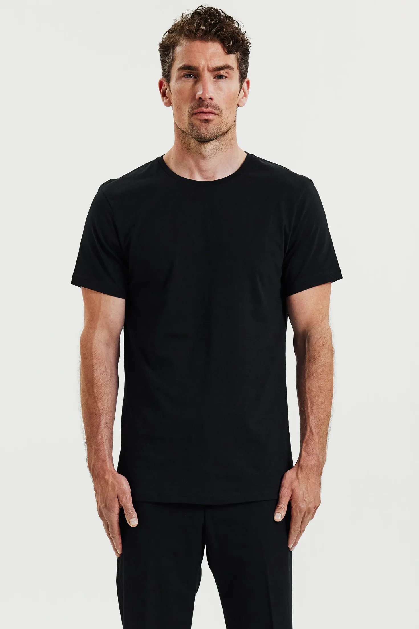 Crew-Neck Lightweigth cotton 2-pack Black