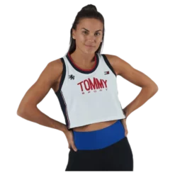 Crop Tommy Tank Top Blue/White
