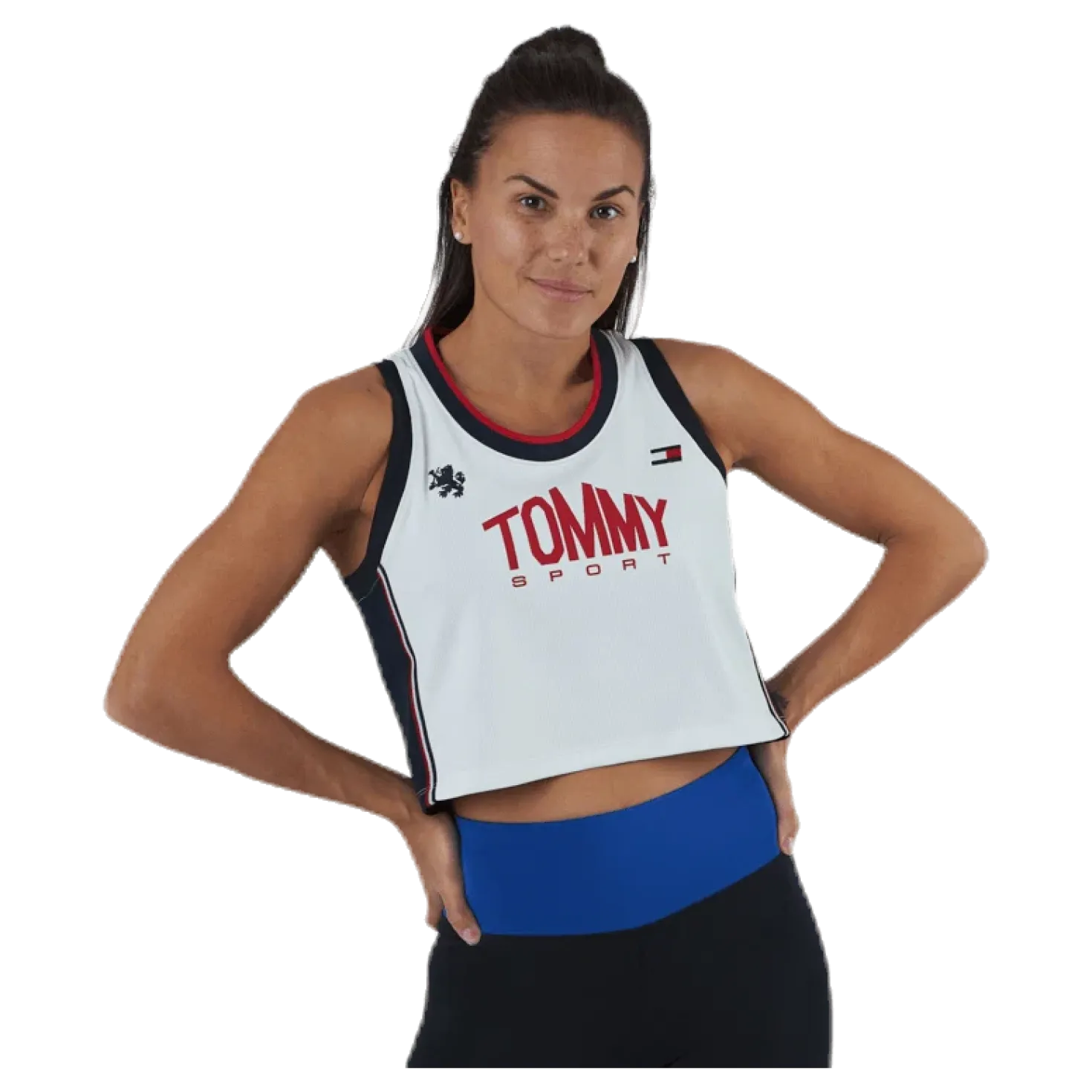 Crop Tommy Tank Top Blue/White