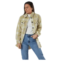 Deena-Oma L/S Check Shacket Cc Pnt White
