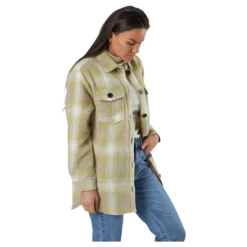 Deena-Oma L/S Check Shacket Cc Pnt White