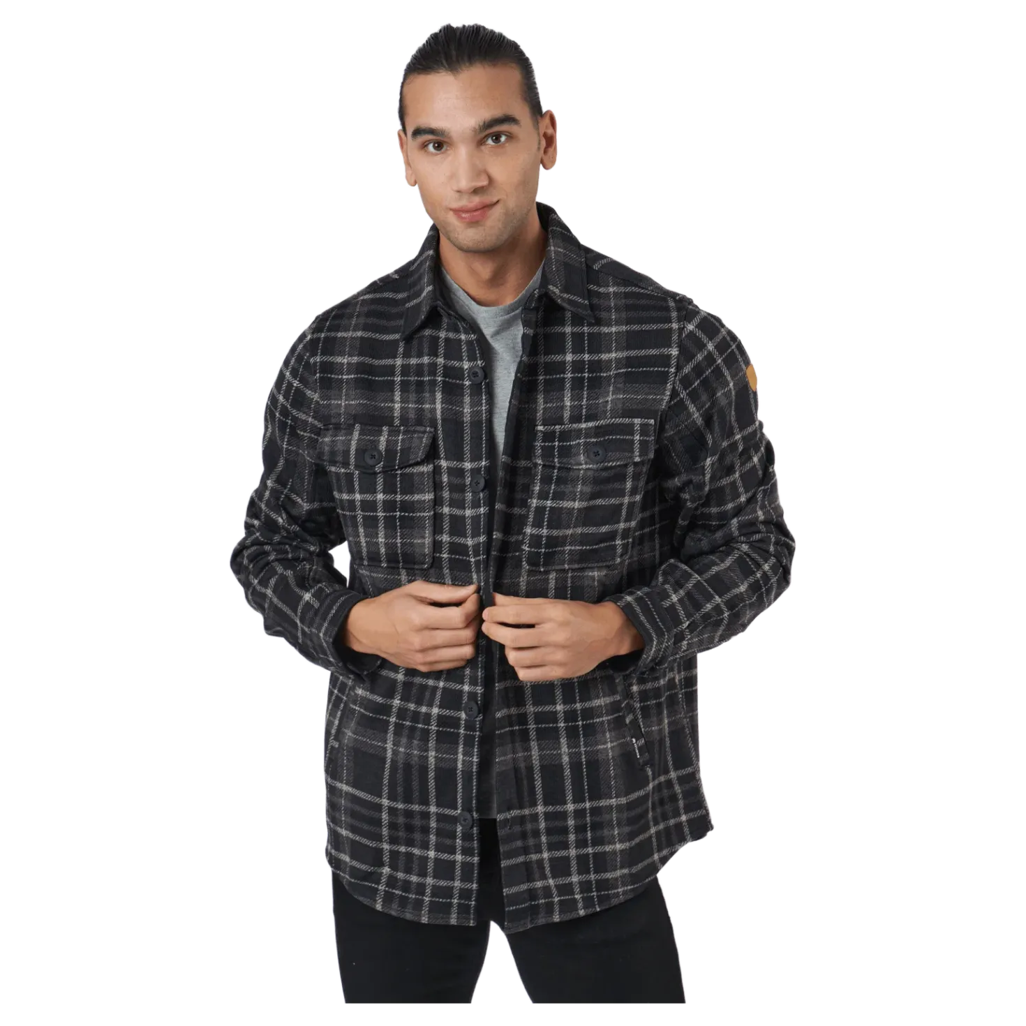 Dewey M Checked Fleece Shirt Black