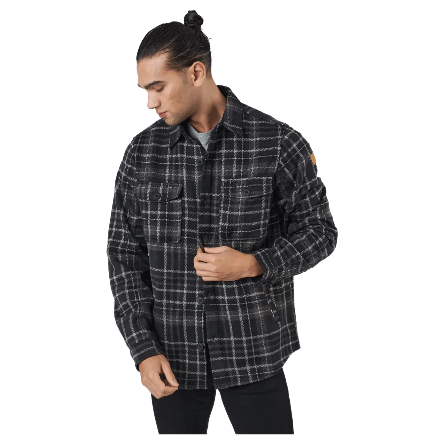 Dewey M Checked Fleece Shirt Black