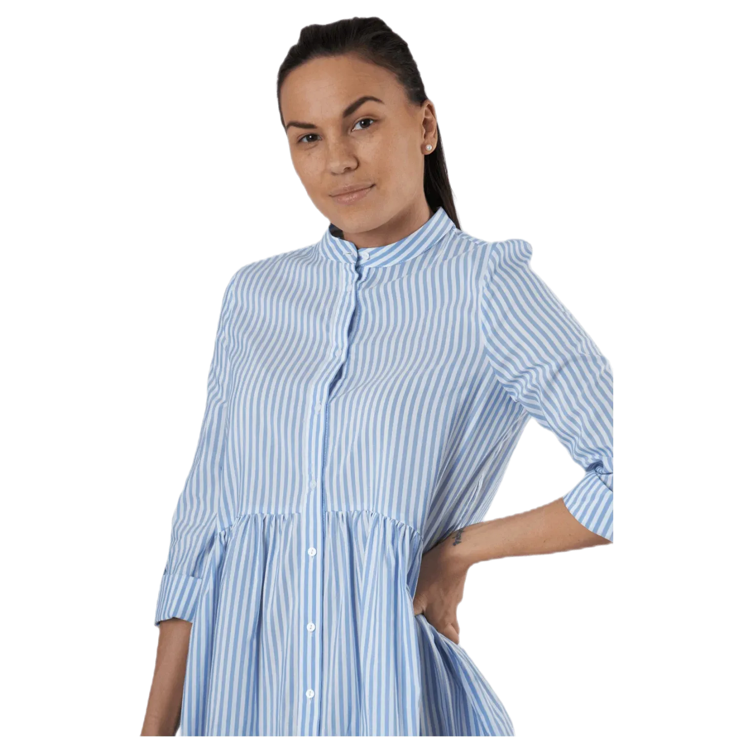 Ditte Life Stripe 3/4 Dress W White