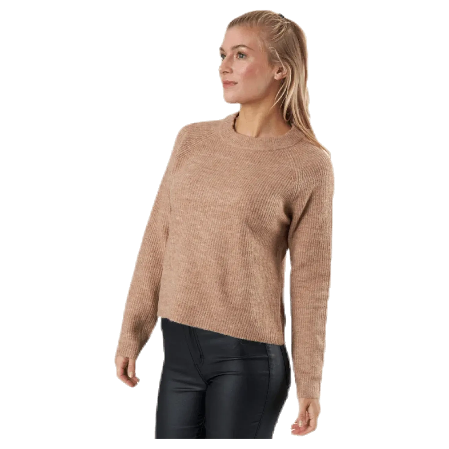 Ellen Ls O-Neck Knit Beige